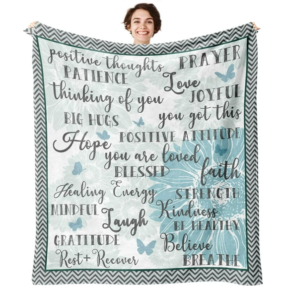 Get Well Soon Gifts for Women, Breast Cancer Survivor,Grief Gifts,After Surgery Recovery Throw Blanket White 60" x 50"