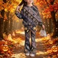 thumbnail image 3 of Grblisyd Halloween Girls Fall Outfits Long Sleeve Pumpkin Ghost Print Top and Flared Leg Pants 2 Piece Outfit Set, 3 of 6