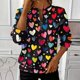 thumbnail image 1 of TaTaai Women's Valentine Heart Print Loose Round Neck Long Sleeve Sweatshirt, Valentine's Day Gift, Chic Casual Office Daily Top Gift, 1 of 5