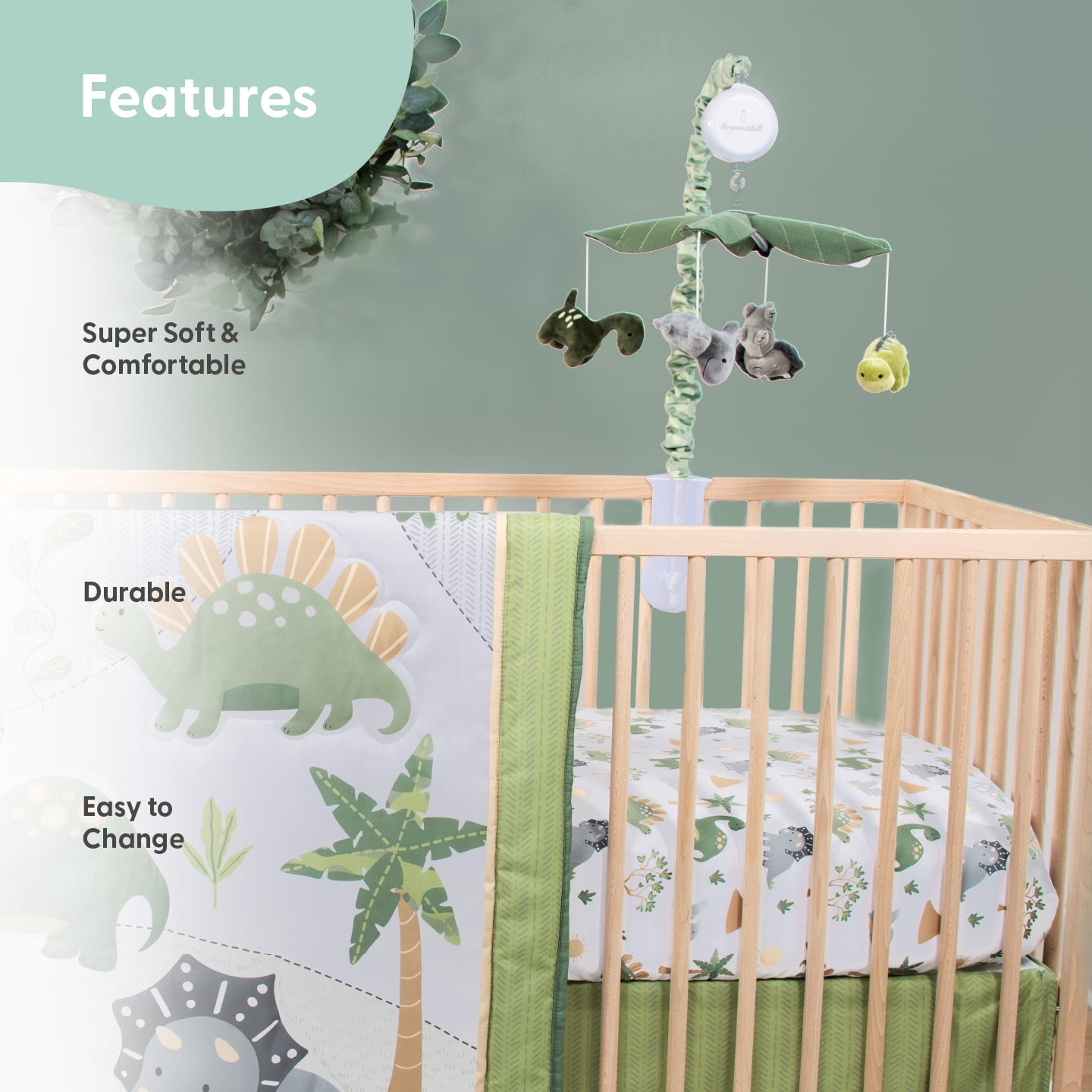 The Peanutshell Butterfly Song Baby Crib Bedding Set and Stuffie Plush Toy, 4-Piece Set
