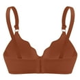 thumbnail image 3 of Lumtrix Scalloped Lift Bras Women Soft Jelly Push Up Wireless Bra Supportive V Neck No Underwire Seamless Tshirt Bralettes Brown 42, 3 of 5