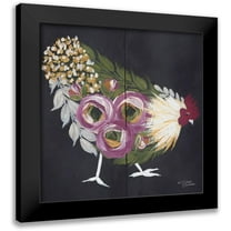 Norman, Michele 20x20 Black Modern Framed Museum Art Print Titled - Floral Hen on Black