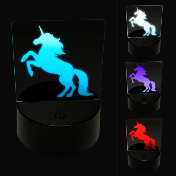 Majestic Unicorn Rearing Up LED Night Light Sign 3D Illusion Desk Nightstand Lamp