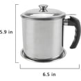 thumbnail image 2 of Recipiente para grasa, recipiente para aceite de cocina con colador y bandeja antideslizante para guardar carne, aceite para freír y grasa para cocinar (plateado), 2 of 5