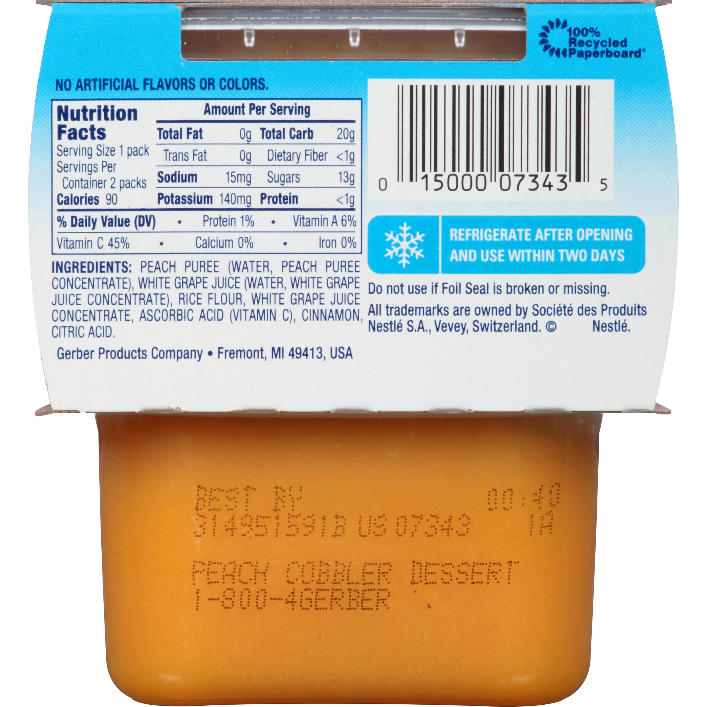 Gerber peach store cobbler baby food