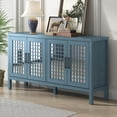 thumbnail image 2 of Mirrored Accent Cabinet, Besthome Retro Buffet Sideboard with Grain Pattern, 4 Doors and Adjustable Shelves, Storage Cabinet for Dining Room, Living Room, Bedroom, Hallway, Antique Blue, 2 of 9
