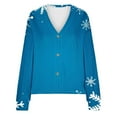 thumbnail image 5 of GigrtiJin Womens Christmas Snowflake Print Jackets Long Sleeved Cardigan Plush Button down V-Neck Casual Coats, 5 of 5