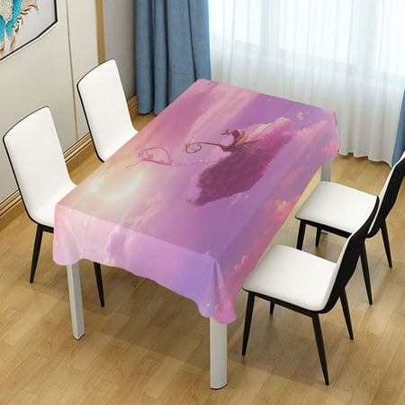 

60x90 Inch Tablecloth Polyester Square Tablecloth for Home Kitchen Dinner Decor Pink Sky