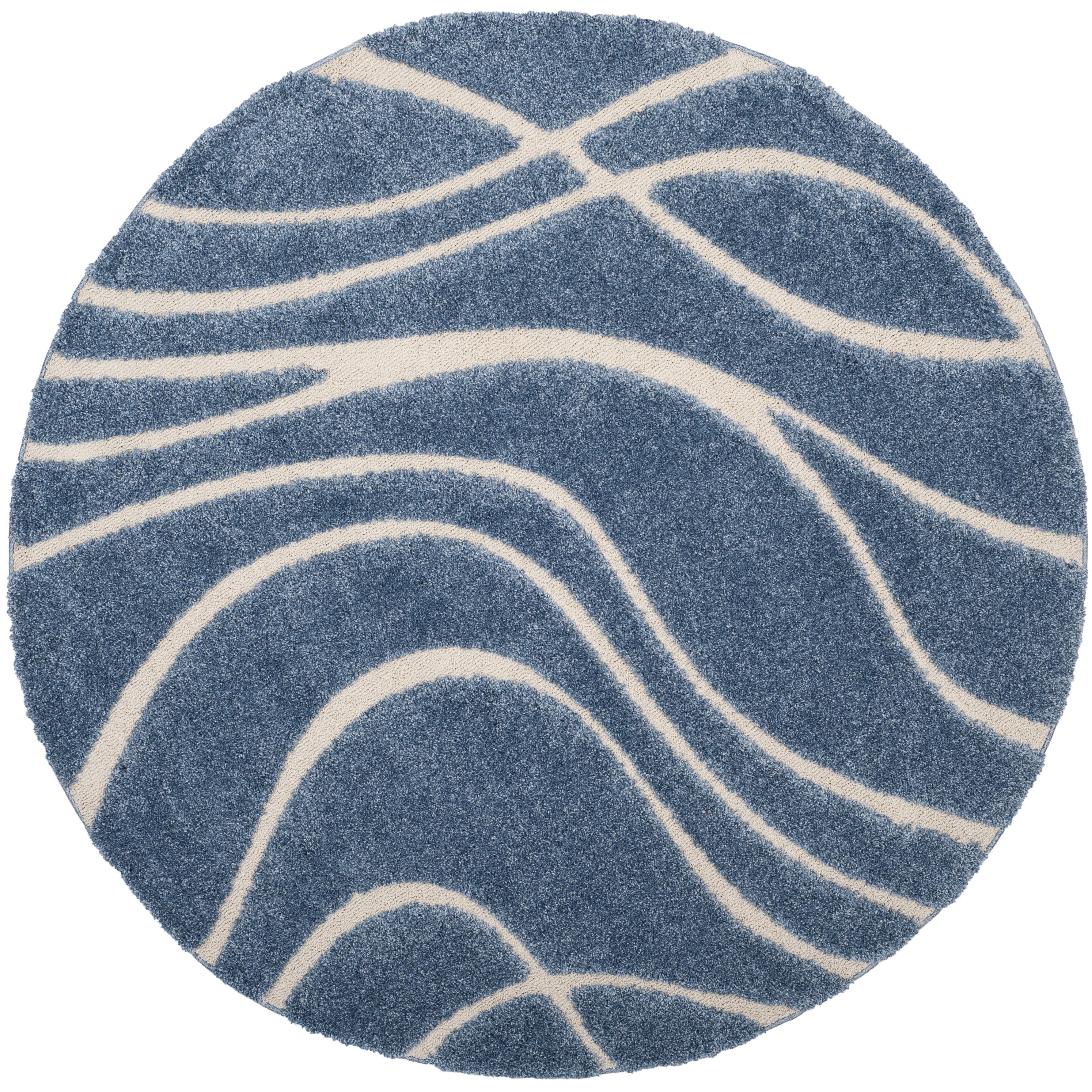 Safavieh Florida Tamzen Abstract Shag Area Rug, Light Blue/Cream, 3' x 3' Round