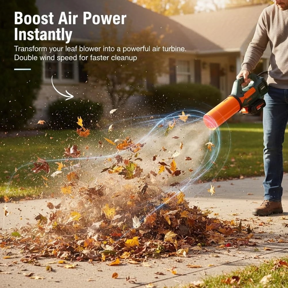 Golikin 2026 New Leaf Blower Air Booster Nozzle Attachment, Cordless Leaf Force Air Booster for 2–4 Inch Blower Tubes, Easy to Install Airflow Accelerator, Yard Cleanup Artifact (2Pcs/Black)