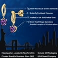 thumbnail image 2 of Gem Stone King 10K Yellow Gold Purple Amethyst and Lab Grown Diamond Dangle Earrings for Women | 0.89 Cttw | Gemstone February Birthstone | Heart Shape 5MM, 2 of 6