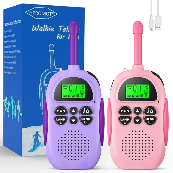 Walkie Talkies HPROMOT recargables para niños de 3 a 12 años, paquete de 2