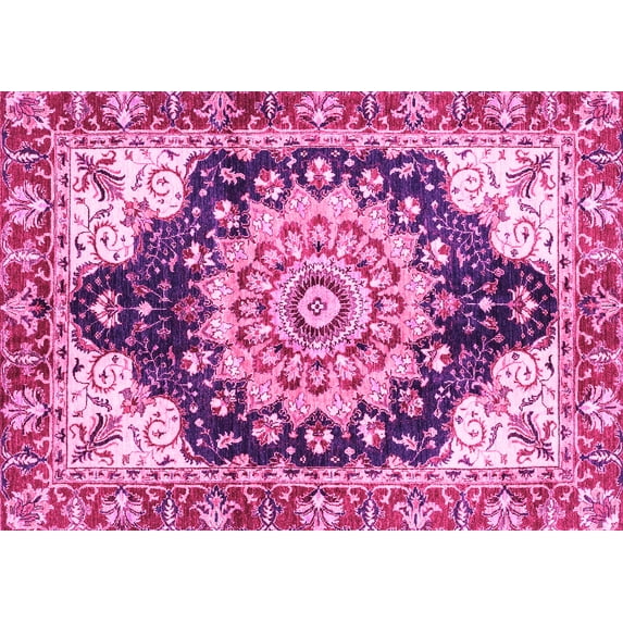 Ahgly Company Indoor Rectangle Geometric Pink Traditional Area Rugs, 8' x 10'