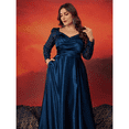 thumbnail image 5 of AURA Plus Size Sequin V Neck Evening Gown Long Sleeve Elegant A Line Formal Cocktail Party Maxi Dress, 5 of 7