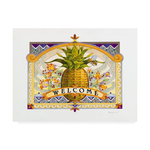 Trademark Fine Art 'Welcome Pineapple' Canvas Art by David Galchutt