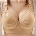 thumbnail image 2 of LNWUY Push up Bras for Women Plus Size Comfortable Printing Gathered Front Closure Bras Full Coverage No Underwire Everyday Bra Beige XXL, 2 of 8