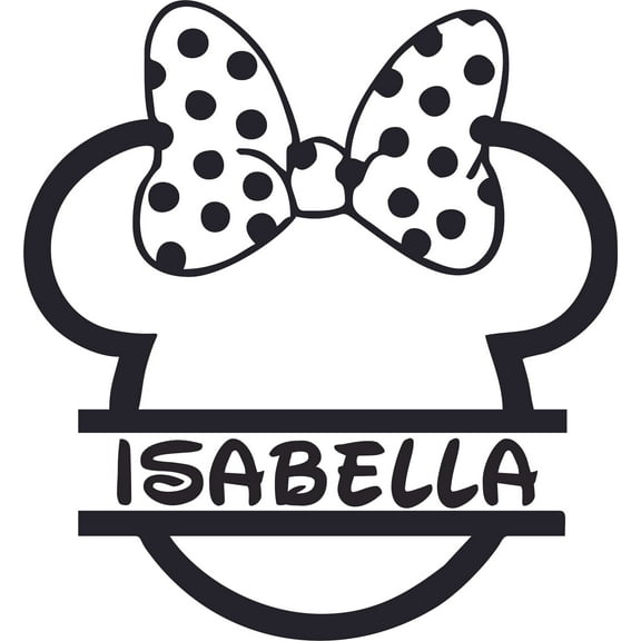 Minnie Mouse Head Cartoon Design Customized Wall Art Vinyl Decal - Custom Vinyl Wall Art - Personalized Name - Baby Girl Boy Kids Bedroom Wall Decal Room Wall Art Sticker Decoration Size (8x10 inch)