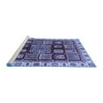 thumbnail image 2 of Ahgly Company Machine Washable Indoor Square Abstract Blue Modern Area Rugs, 4' Square, 2 of 4