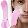thumbnail image 1 of Cepillo limpiador facial PRITECH recargable de silicona rosa, 1 of 9