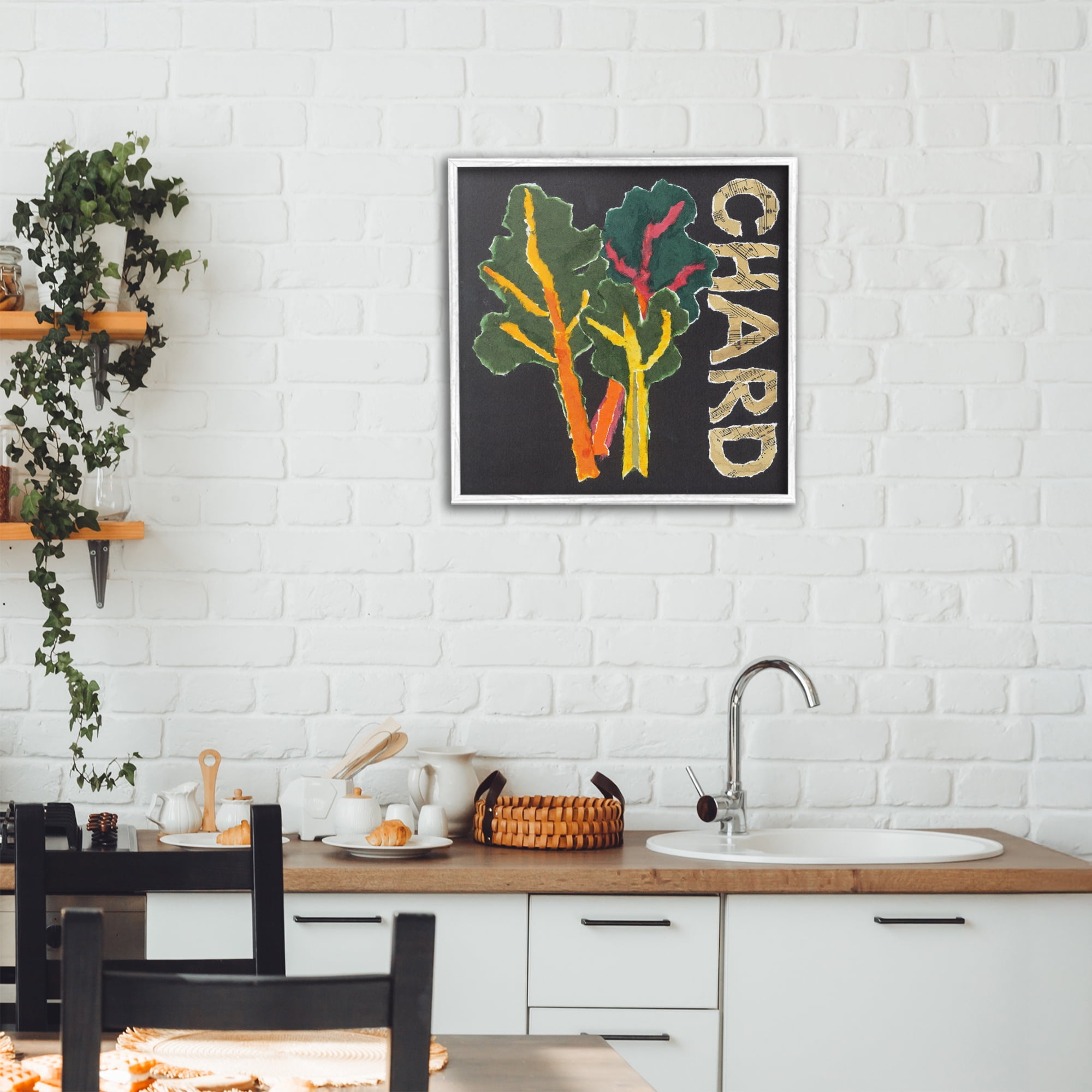Stupell Industries Chard Leafy Vegetable White Framed Giclee Art, design by Nancy Overton