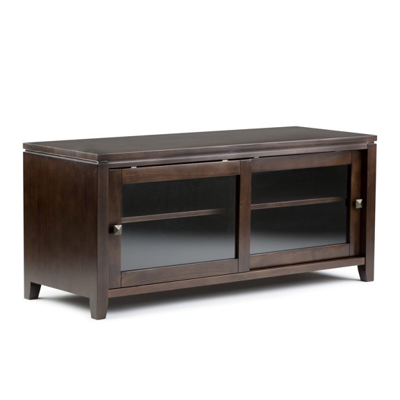 Simpli Home Cosmopolitan 48 inch Wide Solid Wood Contemporary TV Stand in Mahogany Brown For TVs up to 55 inches