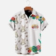 thumbnail image 4 of Hawaiian T-shirts for Men- Easter Rabbit Short Sleeve Beach Tops Bunny Printed Lapel Loose Tops Tops with Pocket, #3, Child-160, 4 of 8