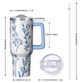 thumbnail image 2 of OBREWU Blue Floral Pattern Tumbler with Handle and Lid,Blue Floral Pattern 40oz Double Wall Vacuum Insulated Tumbler,Cups Gift for Women and Men, 2 of 7