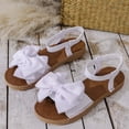 thumbnail image 6 of Hinvhai Women's Bow Flat Sandals Open Toe Ankle Strap Lightweight Vacation Beach Slide Sandals White 7(39), 6 of 7