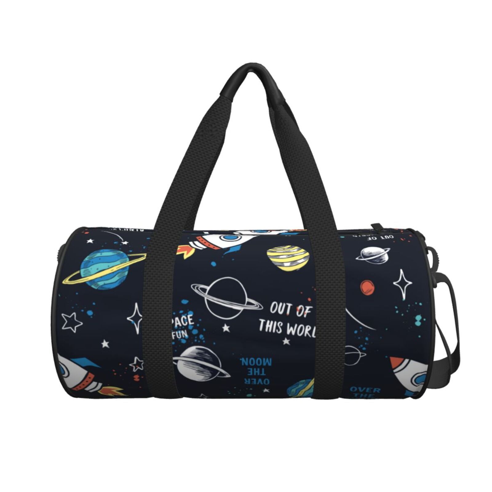 Horeoi Space Print Foldable Travel Duffle Bag with Removable Strap - Water-Resistant Gym Vacation Luggage Multi-Pocket Design