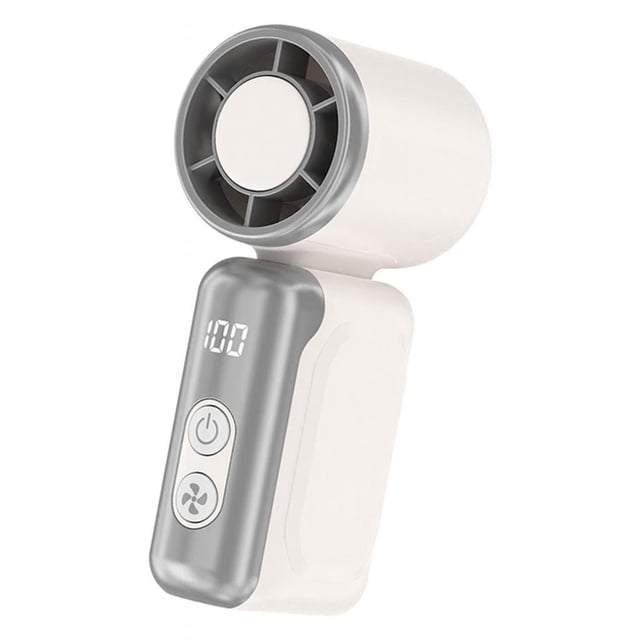 Ventilador portátil de mano, ajustable, silencioso, fácil de transportar, con pantalla digital. blanco