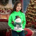 thumbnail image 2 of Girls Christmas Sweatshirt Snowman Print Boys Hoodies Graphic Pullover Tops Long Sleeve Casual Soft Boys Kids Clothes Green 6-7 Years, 2 of 4
