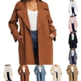 thumbnail image 2 of Long Sleeve Solid Color Coat Casual Long Jacket Vintage Turn Down Collar Coats, 2 of 8