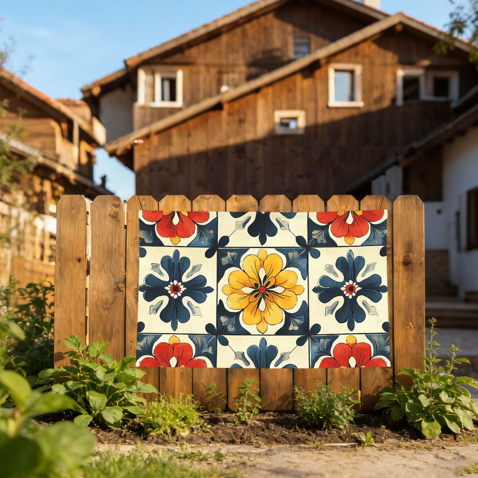Italian Theme Pattern Four Hole Decorated Banner Flag for Garden Yard Home Decoration Indoor Outdoor 4x6 Ft