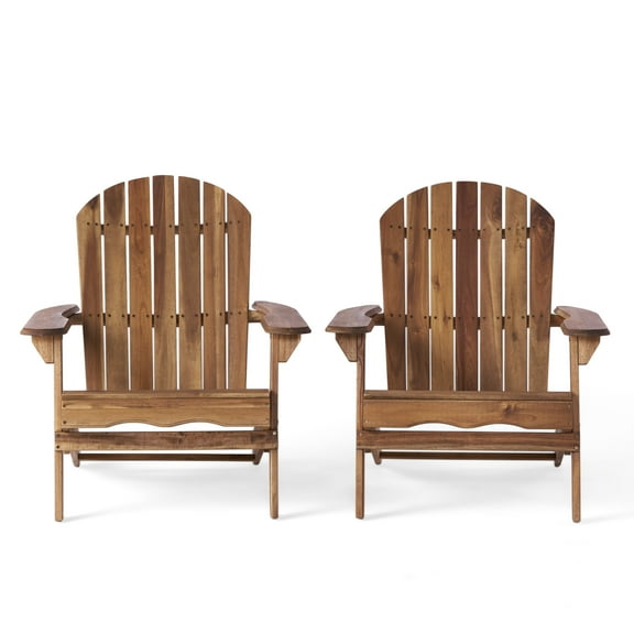 Milan Outdoor Acacia Adirondack Chair (Set of 2), Natural Stained