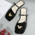 thumbnail image 5 of JikouIivo Fashion Square Toe Butterfly Thong Rhinestone Flat Sandals Slippers for Women Clearance, 5 of 5