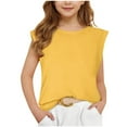 thumbnail image 2 of BRGZLK Basic Tees for Girls,Kids Summer New Shirts Raglan Sleeve Short Sleeve Graphic T-Shirt Loose Casual Round Neck Tops Yellow 7-8 Years, 2 of 6