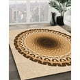 thumbnail image 2 of Ahgly Company Indoor Round Patterned Cardboard Brown Gold Area Rugs, 6' Round, 2 of 6