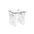 thumbnail image 1 of Table d'Appoint Contemporaine en Verre Clair avec Base en Acier Inoxydable Argenté, 1 of 3
