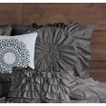 thumbnail image 5 of D.N.G. BEDDINGS 100% Egyptian Cotton 5 Piece Circle Ruffle Comforter Set with 1 Freebie Ruffle Pillow | 550 GSM Filled Microfiber - King/Cal-King Size, Dark Grey Color - 800 Thread Count, 5 of 5