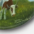 thumbnail image 3 of Designart 'Cows Eating Grass In Front Of A Lake' Farmhouse Circle Metal Wall Art 11x11 - Disc of 11, 3 of 5