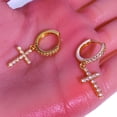 thumbnail image 3 of 14K Gold Plated Drop Dangle Cross Hoop Earrings for Women,Small Huggie Hoops Cross Earrings for Men Hypoallergenic Lightweight, 3 of 7