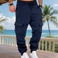 thumbnail image 2 of CharmCyan Mens Cargo Jogger Pants Drawstring Waist Athletic Fit Casual Sweatpants with Multiple Pockets for Outdoor Sports Gym Navy L, 2 of 2