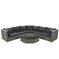 thumbnail image 3 of Keva 6 Pc Outdoor Rattan Wicker Half-Moon Sectional Sofa Set - Gray, 3 of 17