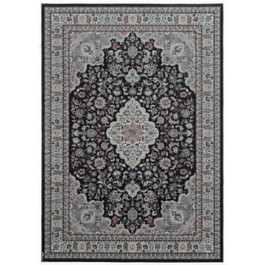 Emerald Collection Black/Cream Rug, Multiple Sizes