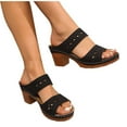 thumbnail image 4 of Fnooota Heeled Sandals for Women, Open Toe Slip On 2025 Casual Summer Shoes Sandals Black Size 7, 4 of 8