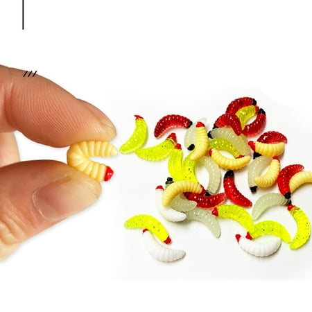 100Pcs Maggot Grub Soft Fishing Lure False Bread Worm Low Shrimps Bait 5 Colors 100 Boxes