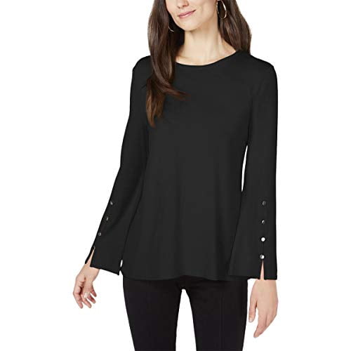 Alfani - Alfani Plus Size Buttoned Bell-Sleeve Sweater Womens shirt MSRP $74 Black 2X - Walmart 
