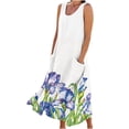 thumbnail image 2 of SMihono Robe Maxi Bohème d'Été pour Femmes Grande Taille Mode d'Été pour Femmes Décontractée Imprimée Sans Manches à Col Rond avec Poches Robe de Plage Décontractée Maxi Robe d'Été Robe d'Été Évasée de Plage, 2 of 5