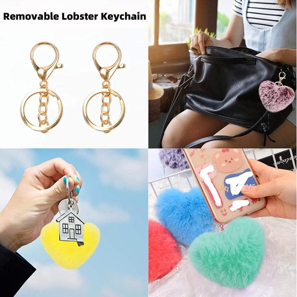 XXL Purple Llavero de pompones de piel sintética con borlas y llaveros para accesorios de dijes para bolsos
