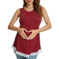 thumbnail image 4 of JuneFish Womens Maternity Tank Top Sleeveless Lace Crochet Trim Peplum Cami Shirts, 4 of 5